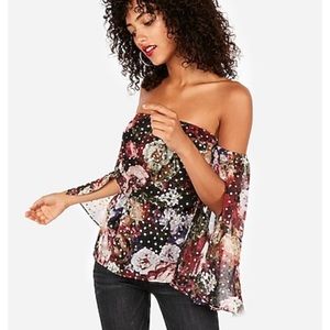 NWT Express Large Floral Off the Shoulder Blouse